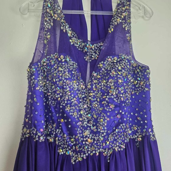 Charming Purple Prom/Grad Dress with Jewels and shawl, Size 14 - Picture 1 of 10